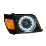 LED Headlight Assembly with Laser Lens & Plum DRL for 1996-2002 Toyota Prado LC90 LC95 3400, Chrome/Clear