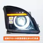 LED Projector Headlight Assembly for 2003-2009 Toyota Prado LC120, Dual Lens Flowing Turn Signal, Pair