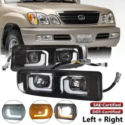 LED Front Fog Light Assembly with DRL and Turn Signal for 1998-2007 Lexus LX470, Aviation Aluminum Housing, 6000LM LED Front Fog Light Assembly with DRL and Turn Signal for 1998-2007 Lexus LX470, Aviation Aluminum Housing, 6000LM