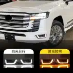 LED Daytime Running Lights with Sequential Turn Signal for 2022-2023 Toyota Land Cruiser LC300, Front Fog Lamp Assembly, IP67 Waterproof