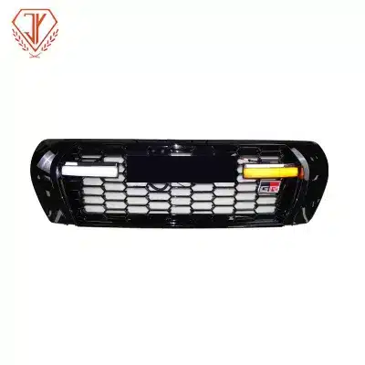 GR Style Front Center Grille with LED Through-Light for 2008-2015 Toyota Land Cruiser LC200, Gloss Black ABS