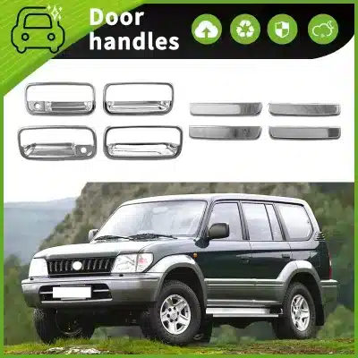 Chrome Exterior Door Handle and Bowl Cover Trim Set for 1996-2002 Toyota Land Cruiser Prado J90, ABS Chrome Chrome Exterior Door Handle and Bowl Cover Trim Set for 1996-2002 Toyota Land Cruiser Prado J90, ABS Chrome