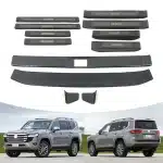 Rear Bumper Inner and Outer Door Sill Guard Threshold Protector Plates for 2023 Toyota Land Cruiser LC300, Black ABS