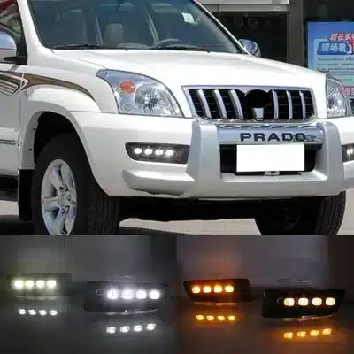 LED Fog Light DRL with Sequential Turn Signals for 2003-2009 Toyota Prado FJ120 LC120, Scanning White DRL & Amber Flowing Indicators LED Fog Light DRL with Sequential Turn Signals for 2003-2009 Toyota Prado FJ120 LC120, Scanning White DRL & Amber Flowing Indicators