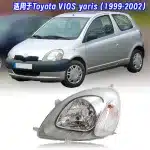 Passenger Right Side Halogen Headlight Assembly for 1999-2005 Toyota Echo Vitz Yaris XP10, Replaces 81110-52050