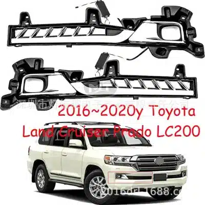LED Daytime Running Light with Sequential Turn Signal for Toyota Land Cruiser LC200 2016-2020 Dual-Color Fog Lamp Assembly