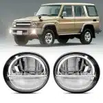 LED Daytime Running Lights with Amber Turn Signal for Toyota Land Cruiser LC70 LC71 LC76 LC77 LC79, White DRL Fog Lamp Kit