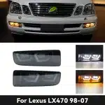 LED Daytime Running Lights Dual Color White/Amber Turn Signal Fog Lamp Replacement for 1998-2007 Lexus LX470