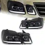 LED Headlight Assembly with Sequential Turn Signal & DRL for 1997-2007 Lexus LX470, PC Material Clear Lens