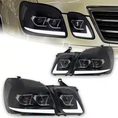LED Headlight Assembly with Sequential Turn Signal & DRL for 1997-2007 Lexus LX470, PC Material Clear Lens LED Headlight Assembly with Sequential Turn Signal & DRL for 1997-2007 Lexus LX470, PC Material Clear Lens