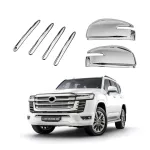 ABS Chrome Door Handle Covers & Rearview Mirror Shell Caps for 2023 Toyota Land Cruiser LC300, Exterior Trim Kit
