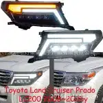 Full LED Headlight Assembly with Quad Lens & DRL for Toyota Land Cruiser Prado 2008-2015 J150, 6000K White