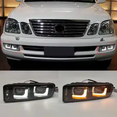 LED Front Fog Light Assembly for Lexus LX470 1998-2007, White DRL with Sequential Turn Signals, Projector Lens Kit LED Front Fog Light Assembly for Lexus LX470 1998-2007, White DRL with Sequential Turn Signals, Projector Lens Kit