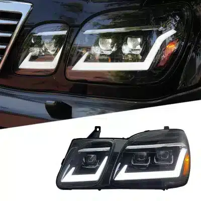 LED Projector Headlight Assembly for 1998-2007 Lexus LX470, Dual-Hook Design with Sequential Turn Signals and LED DRL LED Projector Headlight Assembly for 1998-2007 Lexus LX470, Dual-Hook Design with Sequential Turn Signals and LED DRL
