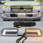 LED Daytime Running Lights Dual Color White DRL & Amber Turn Signal for Toyota Land Cruiser LC100 LC120 Prado Fog Lamps