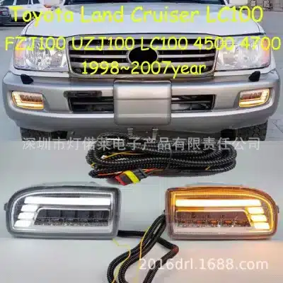 LED Daytime Running Lights Dual Color White DRL & Amber Turn Signal for Toyota Land Cruiser LC100 LC120 Prado Fog Lamps