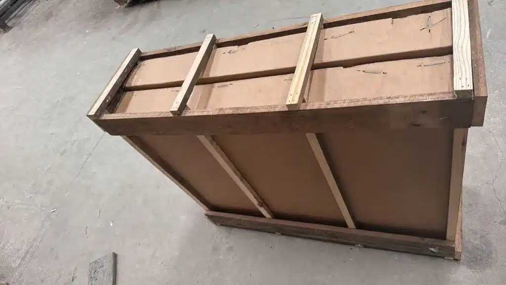 Custom wooden protective frame for a pair of FJ40 half doors sent to Latvia